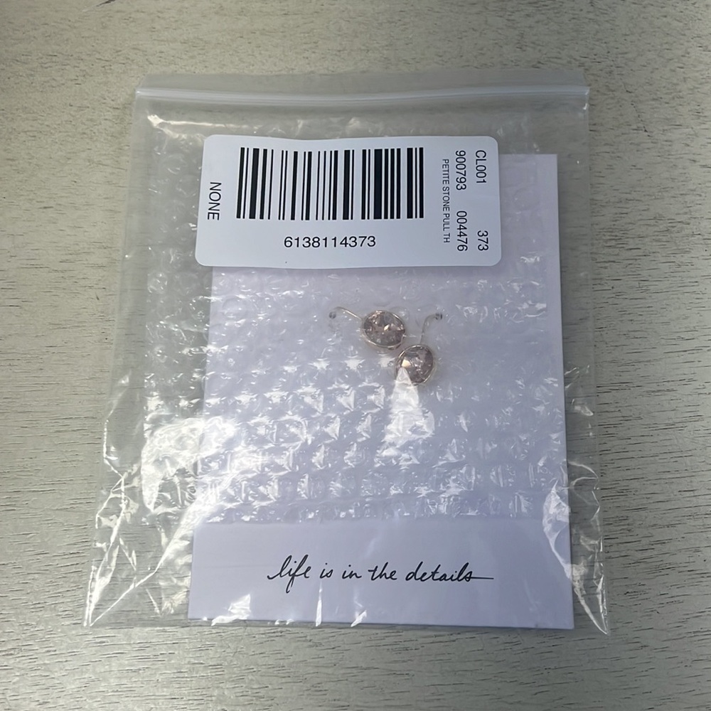 NWT - Loft Sparkle Pull Through Earrings, Gold / Peach - Picture 8 of 8